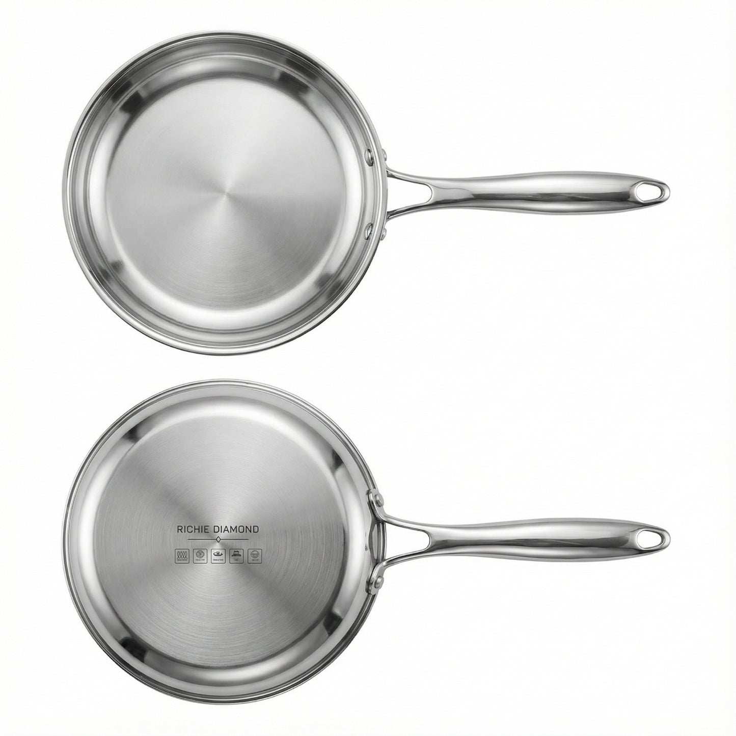 RichieDiamond stainless steel pan 26 cm + Tempered glass lid
